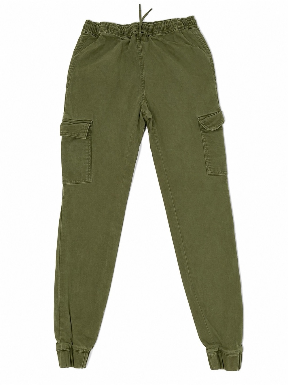 Kids Olive Cargo Joggers with Drawstring Waist